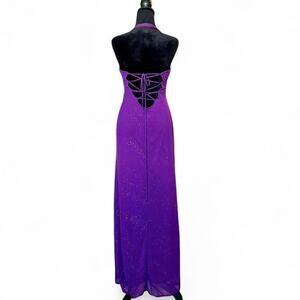 Y2K Fitted Purple Maxi Dress – Whimsygoth Sparkle Halter S